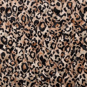 Quiltstof leopard digitalprint – lysebrun/sort, 