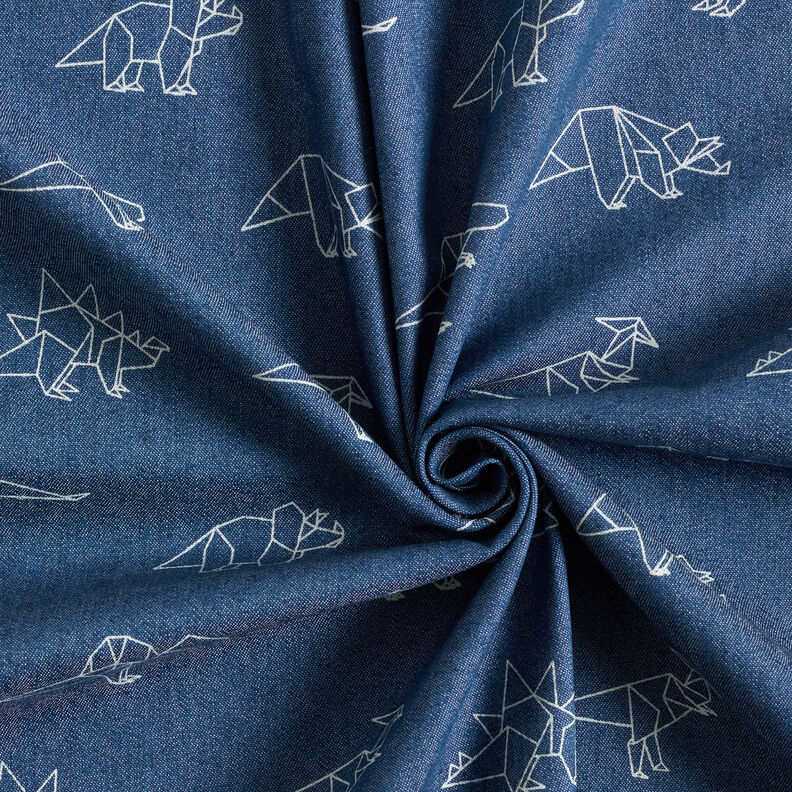 Jeansstof Stretch origami-dinoer – jeansblå,  image number 3