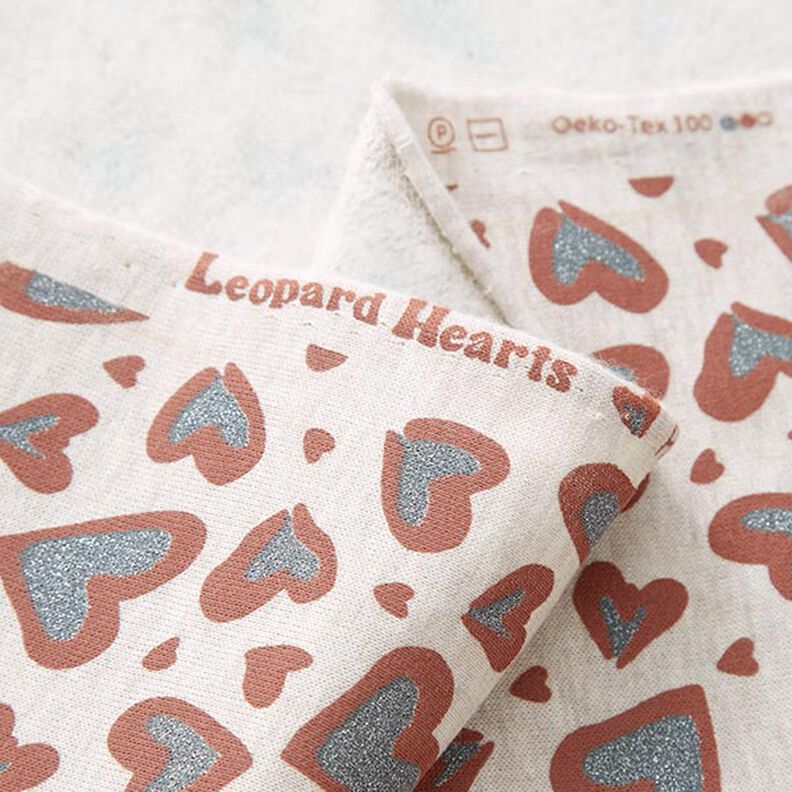 Sweatshirt lodden glitrende leopardhjerter – natur,  image number 4