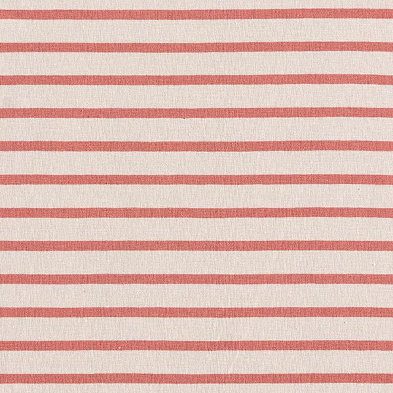 Bomuldsjersey smalle og brede striber – anemone/terracotta,  image number 1