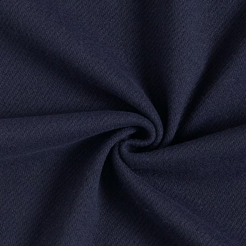 Frakkestof uldblanding ensfarvet – natblå,  image number 1