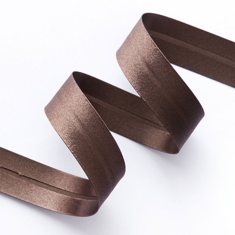 Skråbånd Satin [20 mm] – mørkebrun,  image number 2