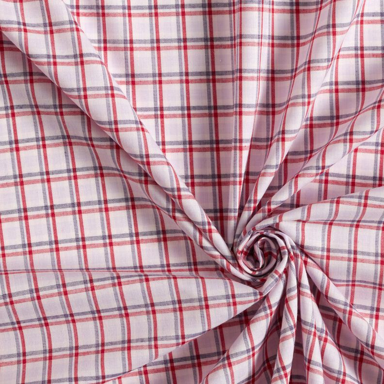 skjortestof med forskudte tern – hvid/marineblå,  image number 3