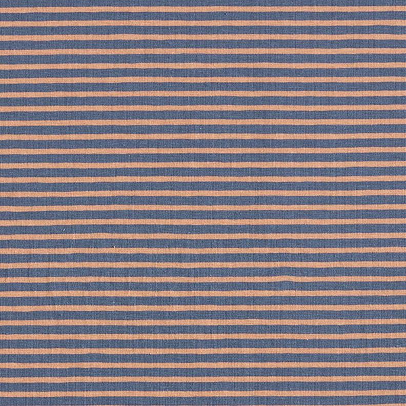 Bomuldsjersey smalle striber – kobberfarvet/jeansblå,  image number 1