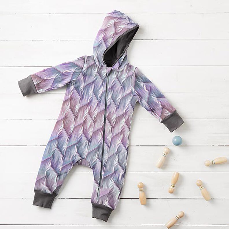 Quiltstof diagonalt mønster, iriserende – pastelhyld,  image number 6