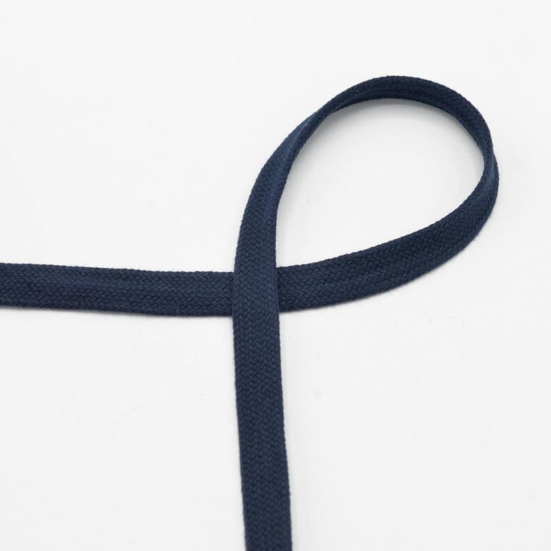 Flad kordel Hættetrøje Bomuld [15 mm] – natblå,  image number 1