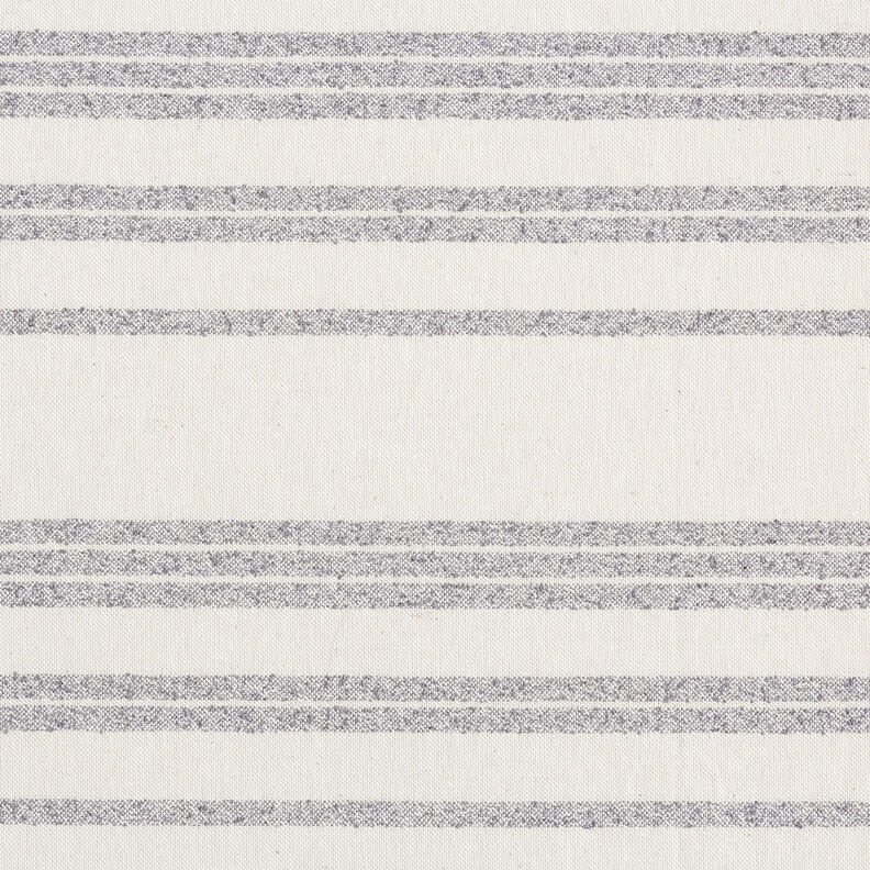 Dekorationsstof Halvpanama vævede striber – stålblå/natur,  image number 1