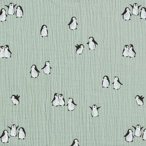 Musselin/Dobbelt-Crincle stof Glade pingviner – reed, 