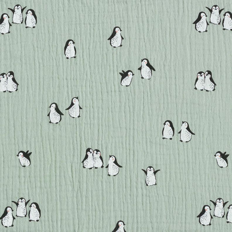 Musselin/Dobbelt-Crincle stof Glade pingviner – reed,  image number 1