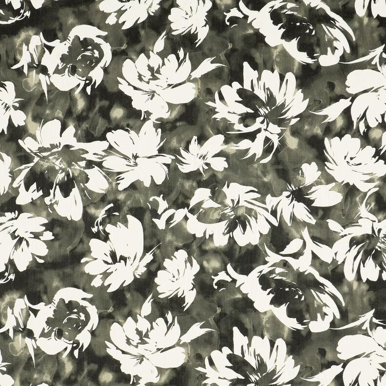 Viskosestof akvarel vilde roser &ndash; m&oslash;rk fyr/uldhvid,  image number 1