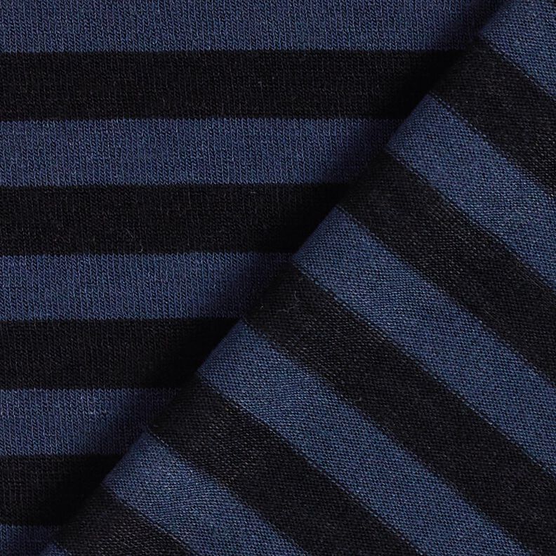 Jersey viskose-silke-miks striber – marineblå/sort,  image number 4
