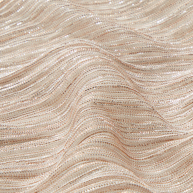 Plisseret jersey glitterstriber – roséguld/sølv,  image number 2