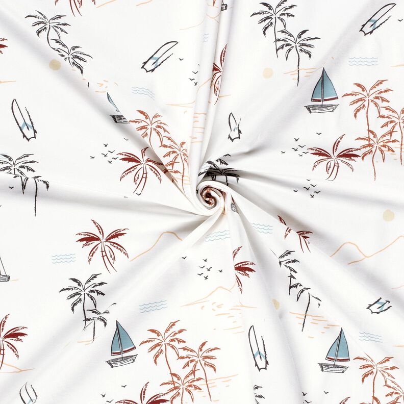 Bomuldsjersey tropisk strand – elfenben/karamel,  image number 3