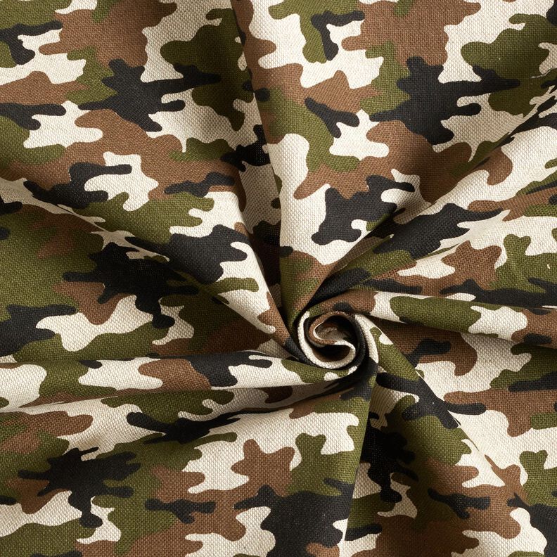 Dekorationsstof Halvpanama camouflage – natur/mørk olivengrøn,  image number 3