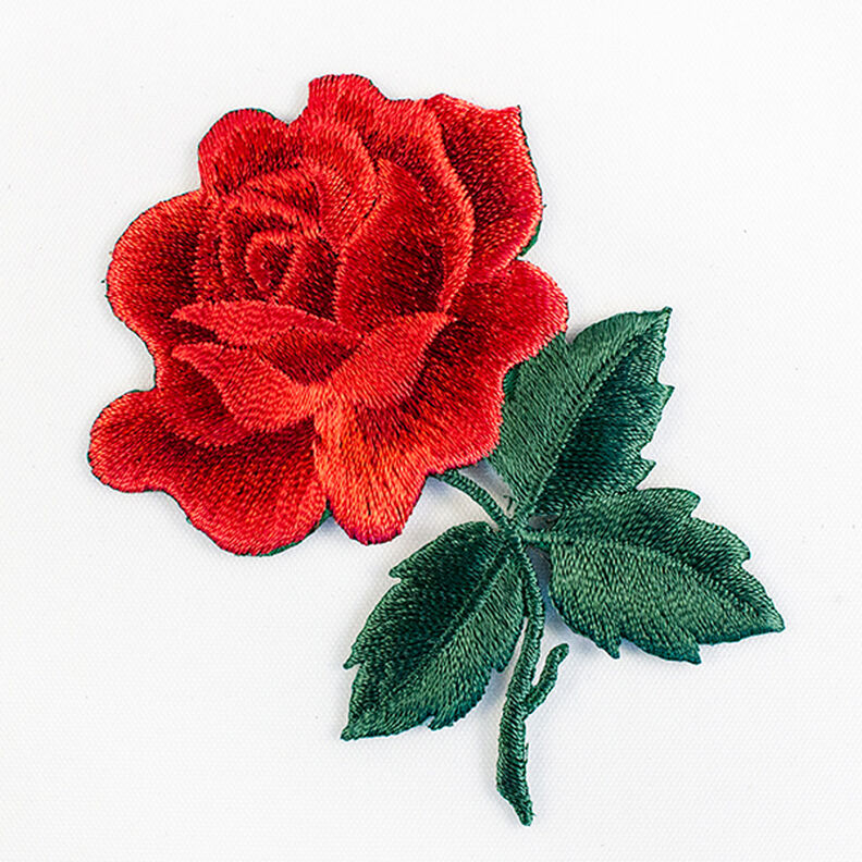 Applikation Rose [ 7 x 7 cm ] – rød/grøn,  image number 1