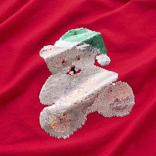 Panel French Terry Sommersweat jule-teddy – uldhvid/rød, 
