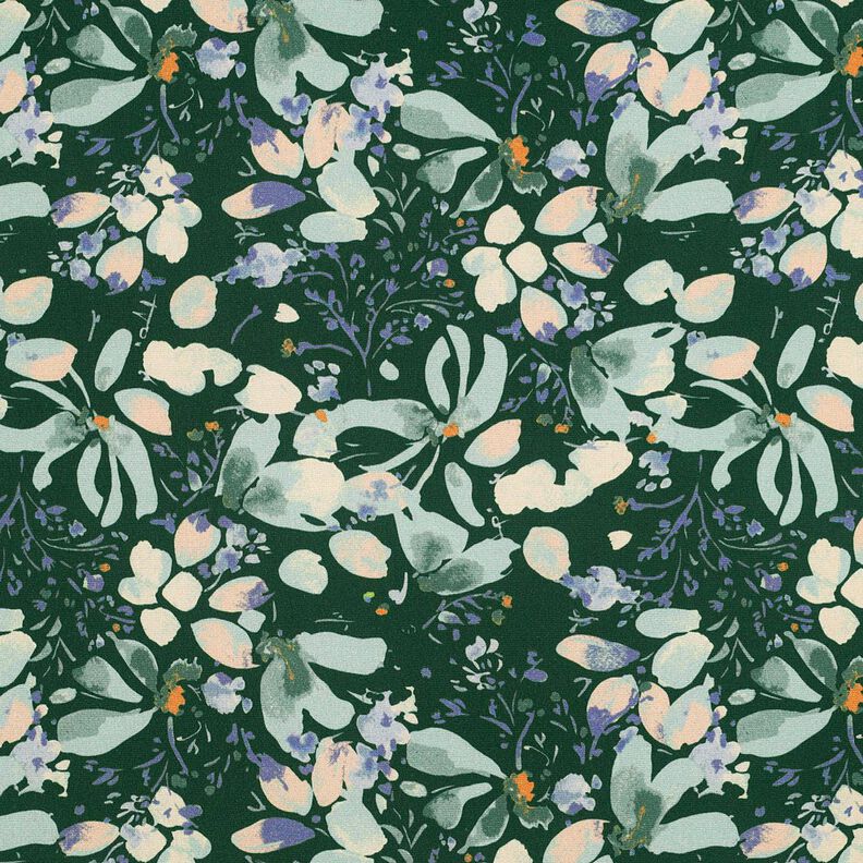 Viskosestof Forårsblomster digitaltryk – mørkegrøn/lys mint,  image number 1