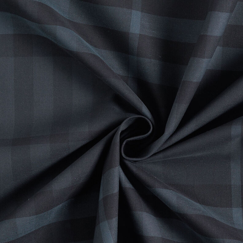 Skjortestof skotskternet – natblå/sort,  image number 3