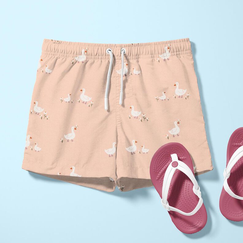 Bomuldsjersey Gæs og blomster – rosé,  image number 6