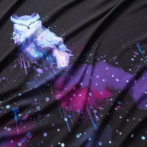 Bomuldsjersey Vinterugle Panel | Glitzerpüppi – sort/drue, 