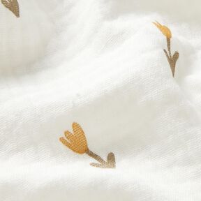 Musselin/Dobbelt-Crincle stof Blomster – elfenben, 