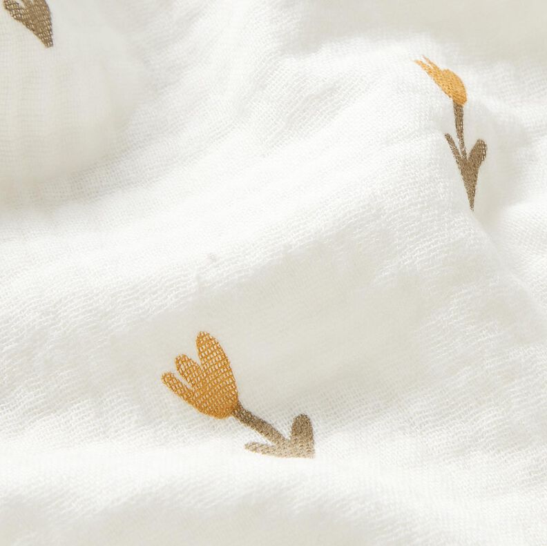 Musselin/Dobbelt-Crincle stof Blomster – elfenben,  image number 2