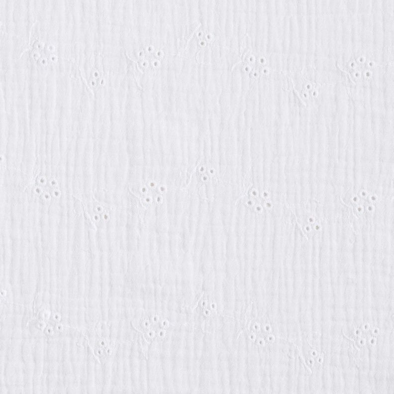 Musselin/Dobbelt-Crincle stof Hulbroderi Blomsterranker – hvid,  image number 1