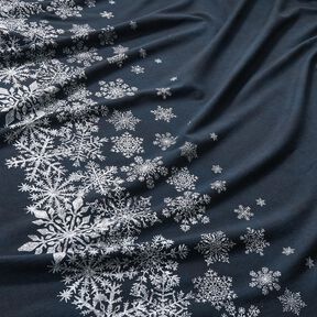 French Terry Sommersweat isblomster Bordure stof | Glitzerpüppi – natblå/hvid, 