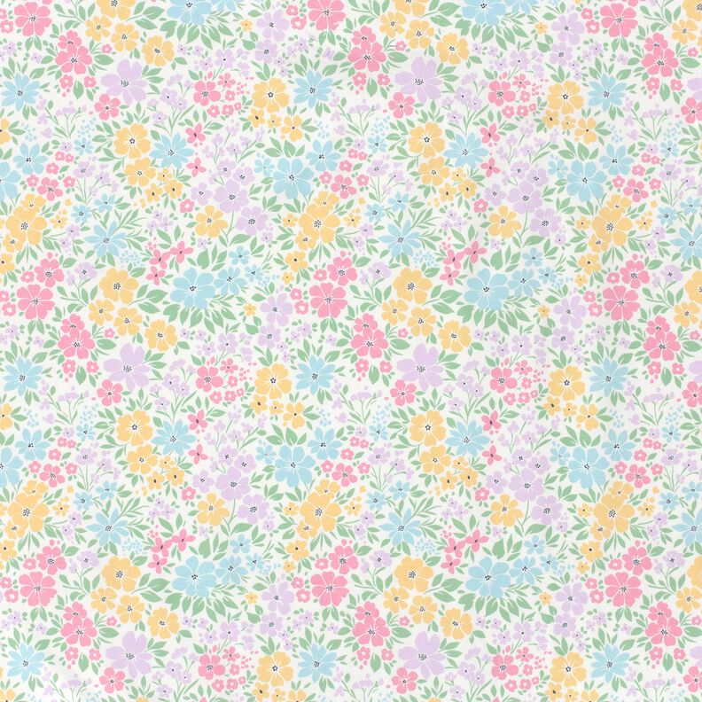 Bomuldsjersey fin blomstereng – elfenben/pastelhyld,  image number 1