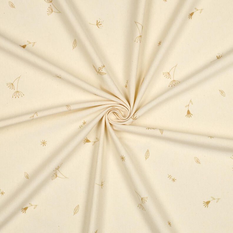 GOTS Bomuldsjersey grene og planter | Poppy Fabrics – creme/råbrun,  image number 3