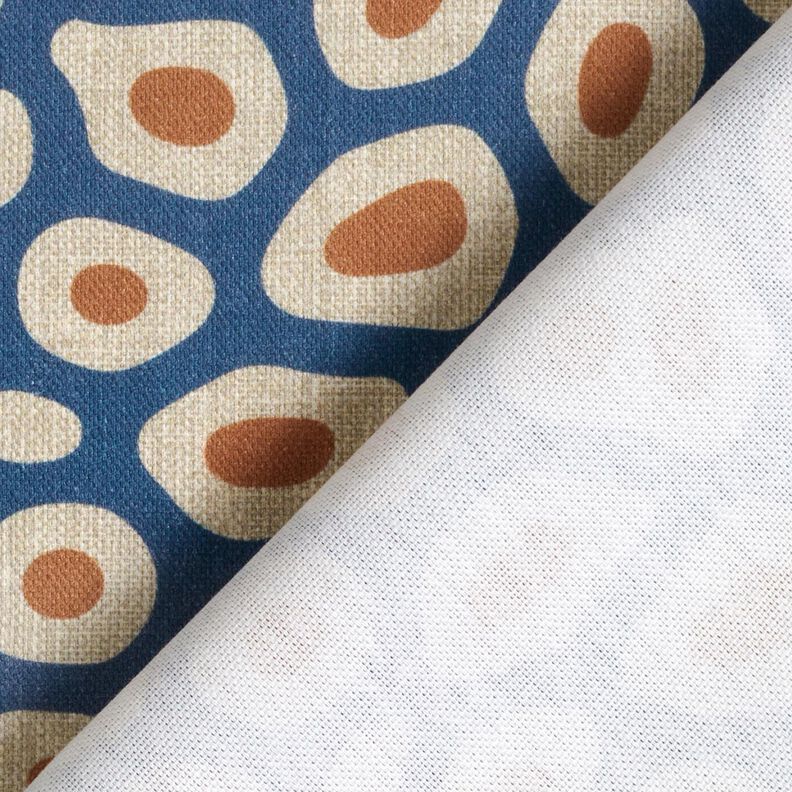 Dekorationsstof Halvpanama abstrakt leopardmønster – blå/cashew,  image number 4