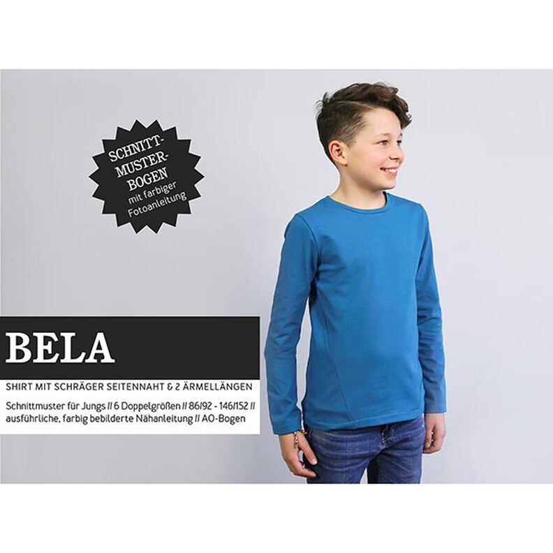 BELA sporty skjorte med diagonal sidesøm | Studio klippeklar | 86-152,  image number 1