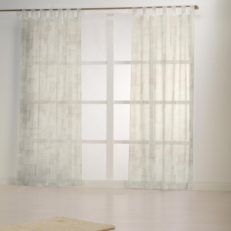 Gardinstof h&oslash;r-miks uregelm&aelig;ssige striber  &ndash; m&oslash;rkebeige/natur,  image number 6