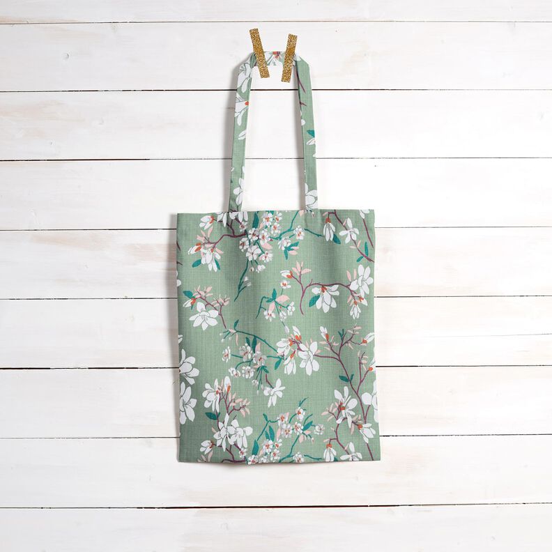 Dekorationsstof Panama kirseb&aelig;rblomst &ndash; lys mint/drue,  image number 8