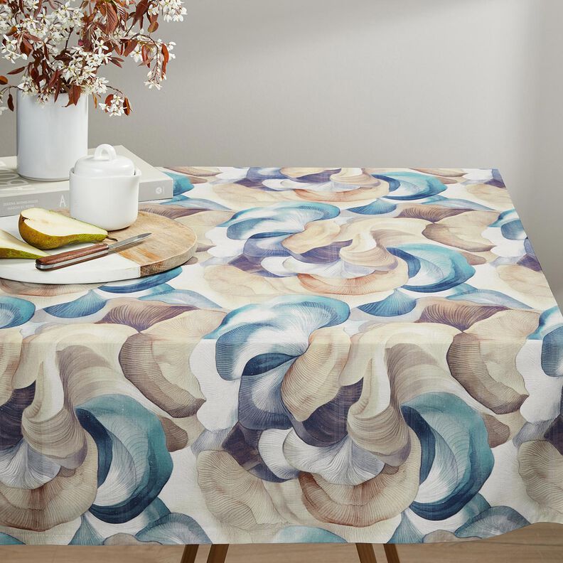 Dekorationsstof Halvpanama abstrakt plante – blå/kobberfarvet,  image number 8