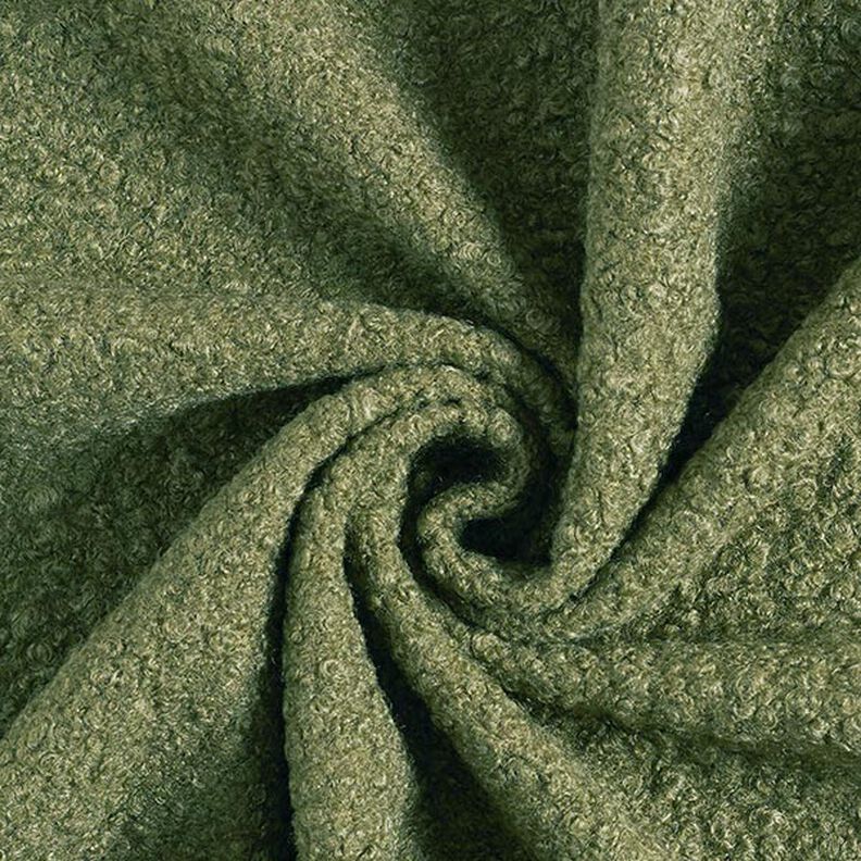 Valket strik-bouclé – olivengrøn,  image number 1