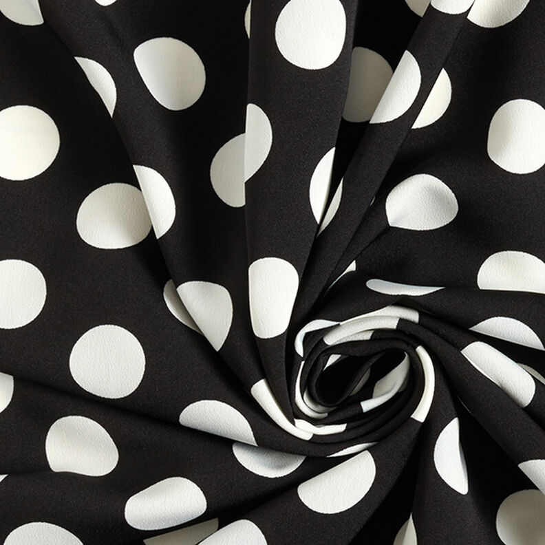 Crepe stof polkaprikker [2,5 cm] – sort,  image number 3