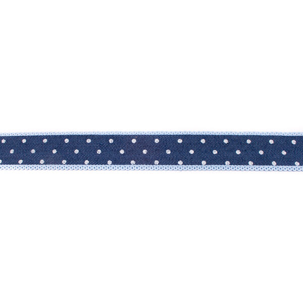 Vævet bånd Jeans Prikker – marineblå,  image number 1