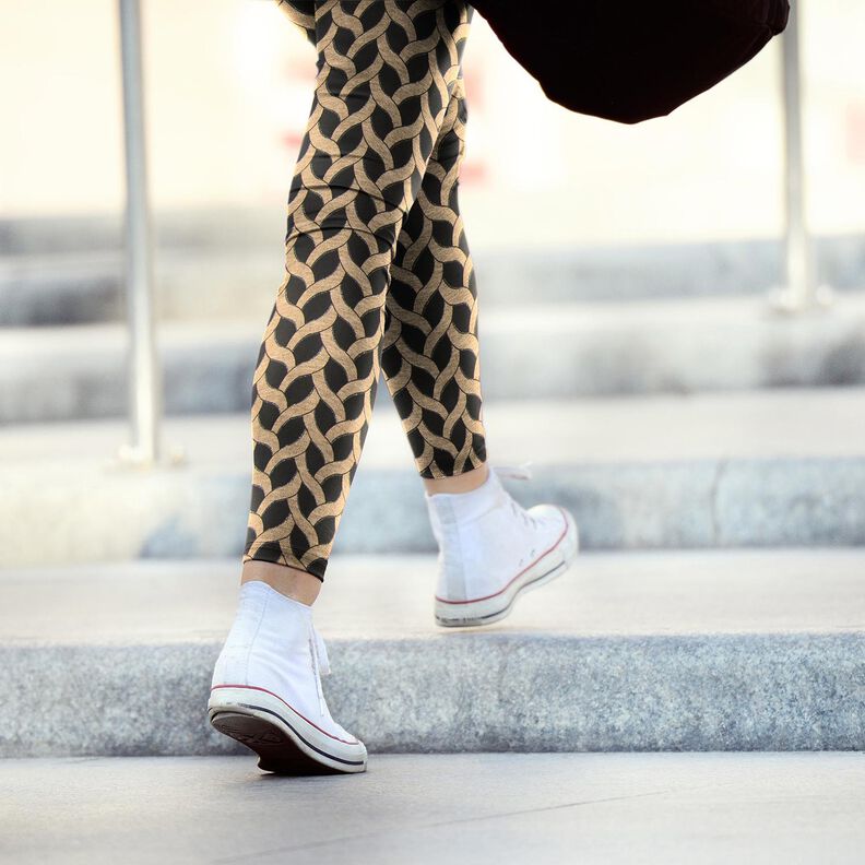 Viskosejersey Glitter-fletmønster – sort/apricot,  image number 6