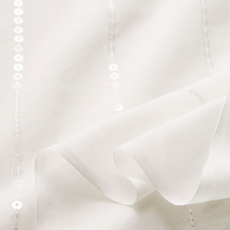 Voile bomulds-silke-miks pailletter – hvid,  image number 7