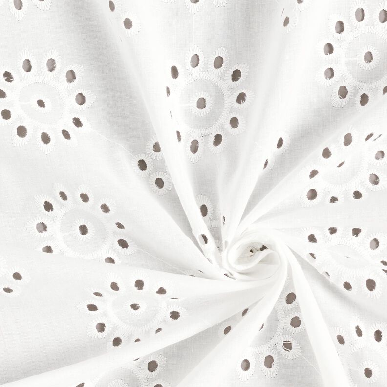 Bomuldsstof hulbroderi blomster – hvid,  image number 3