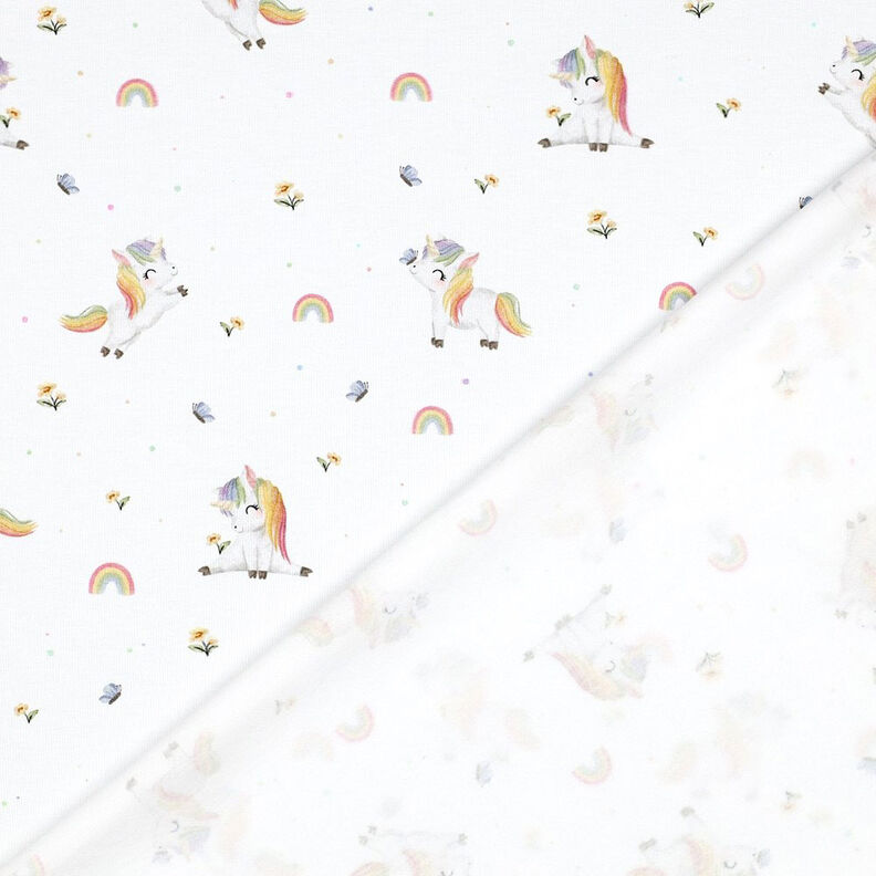 GOTS Bomuldsjersey enhjørninger Digitaltryk | by Poppy – hvid,  image number 4