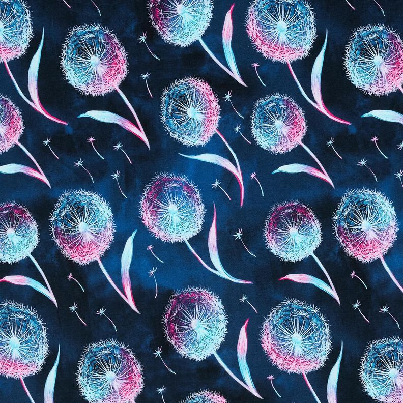 Bomuldsjersey mælkebøtter | Glitzerpüppi – natblå/purpur,  image number 1