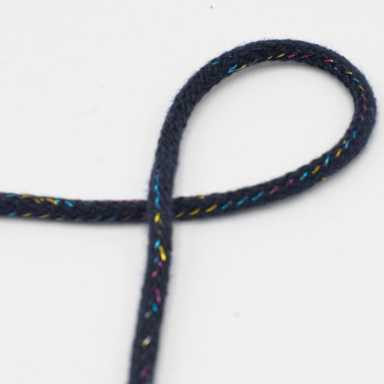 Bomuldskordel Lurex [Ø 5 mm] – natblå,  image number 1