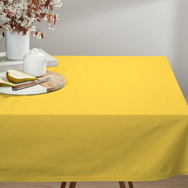 Bomuldsstof Cretonne Ensfarvet – solgul,  image number 5