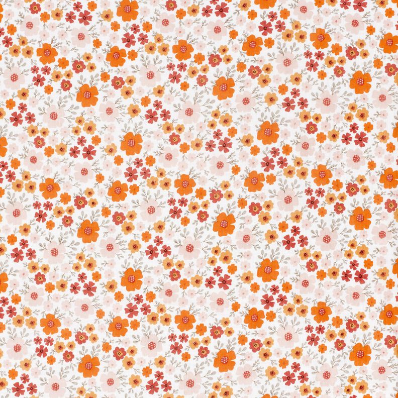 Musselin/Dobbelt-Crincle stof Blomstereng – elfenben/ferskenorange,  image number 1