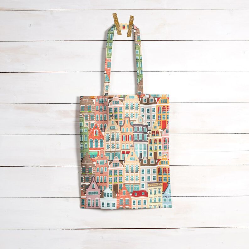 Dekorationsstof Halvpanama byhuse – elfenben/taupe,  image number 8