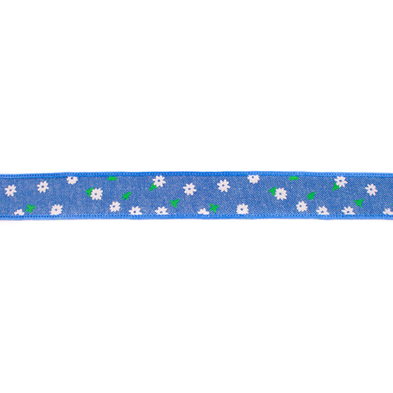 Vævet bånd Chambray blomstertæppe – jeansblå,  image number 1