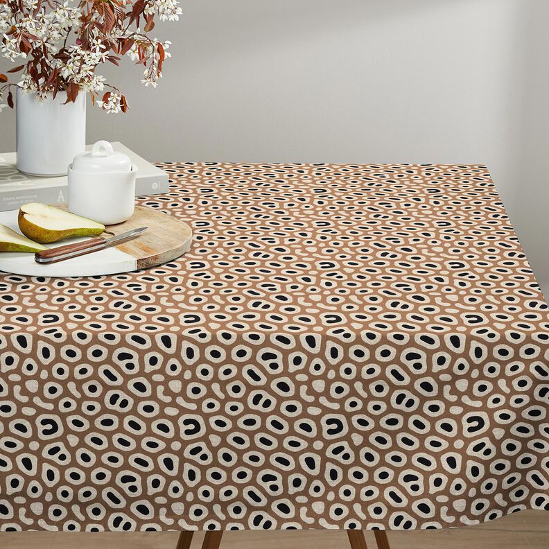 Dekorationsstof Halvpanama abstrakt leopardmønster – lysebrun/cashew,  image number 7