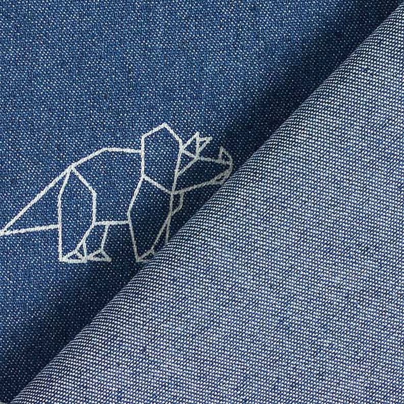 Jeansstof Stretch origami-dinoer – jeansblå,  image number 4